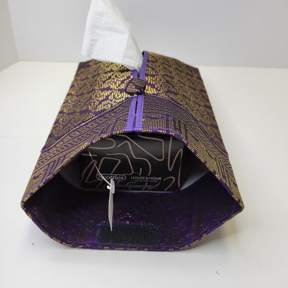 Luxurious Tissue Box Purple Songket Tissue Box Cover - Picture 5 of 11
